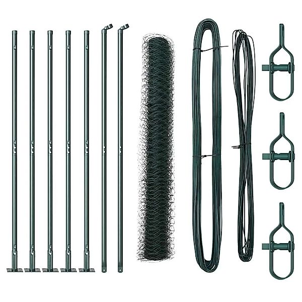 vidaXL Zaunpfosten Grün 10 x 1 m 50 mm Netz Stahl und PVC 3353483 günstig online kaufen