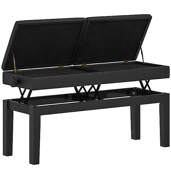 HOMCOM Klavierbank Gummiholz Kunstleder 105L x 37B x 48-58H cm Schwarz günstig online kaufen