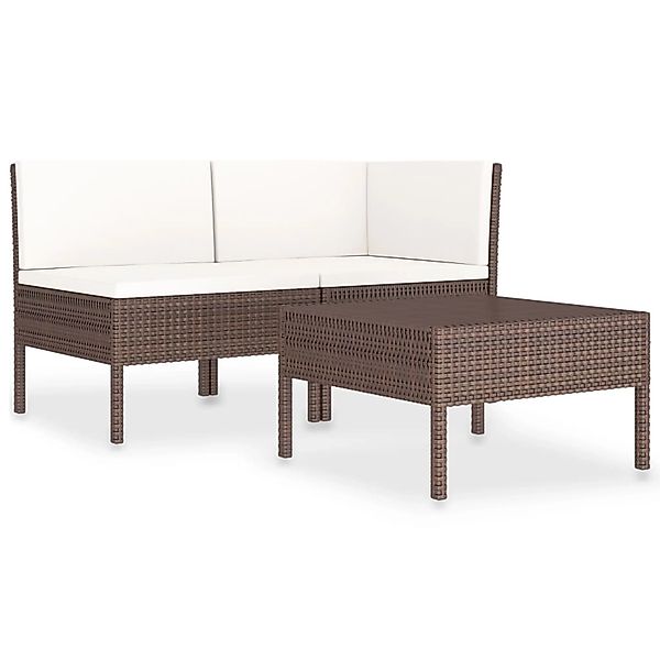 vidaXL Gartenlounge-Set 3-tlg. Garten-Lounge-Set mit Auflagen günstig online kaufen