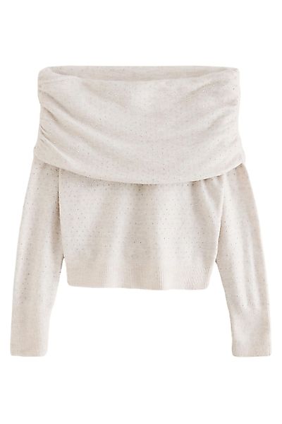 Next Carmenpullover Schulterfreier, glitzernder Bardot-Strickpullover (1-tl günstig online kaufen