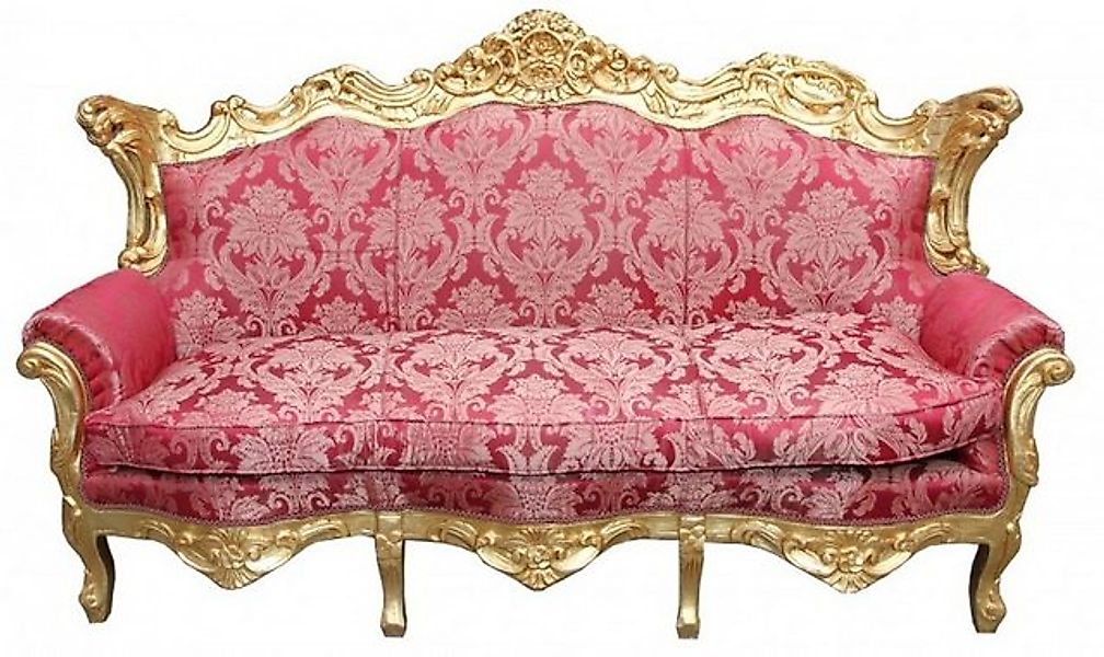 Casa Padrino 3-Sitzer Barock 3er Sofa Master Bordeaux Muster / Gold - Wohnz günstig online kaufen