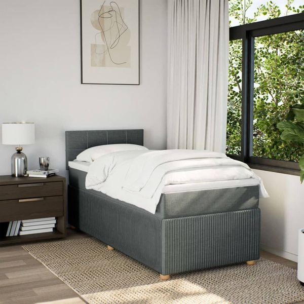 vidaXL Bett Boxspringbett mit Matratze Dunkelgrau günstig online kaufen