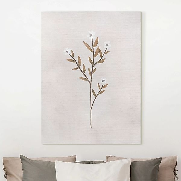 Leinwandbild Zarter Zweig mit weißen Blüten günstig online kaufen