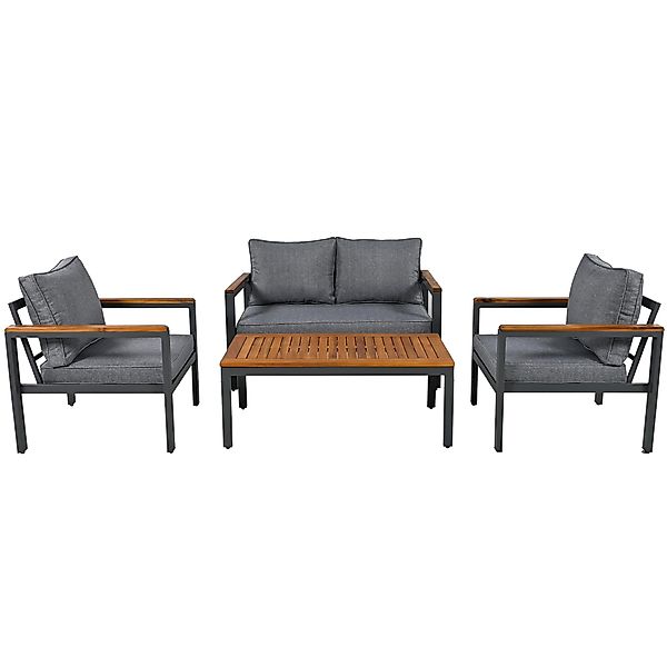 4-teiliges Gartenmöbel-Set mit verzinktem Stahlrahmen, 2-Sitzer-Sofa, 2 Ein günstig online kaufen