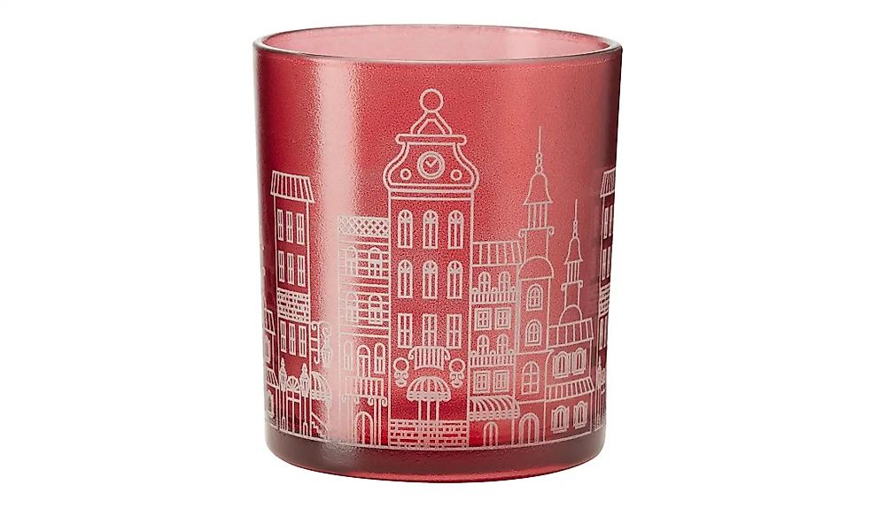 HOME STORY Teelichtglas   ¦ rot ¦ Glas ¦ Maße (cm): H: 10  Ø: 8.5 Weihnacht günstig online kaufen