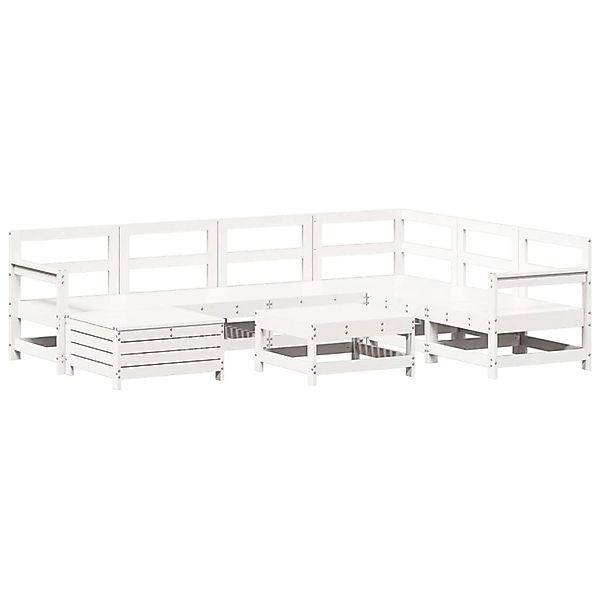 vidaXL 8-Tlg Garten-Sofagarnitur Weiß Massivholz Kiefer 3250589 günstig online kaufen