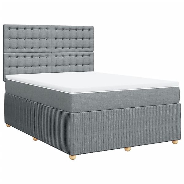 vidaXL Bett Boxspringbett mit Matratze Hellgrau günstig online kaufen