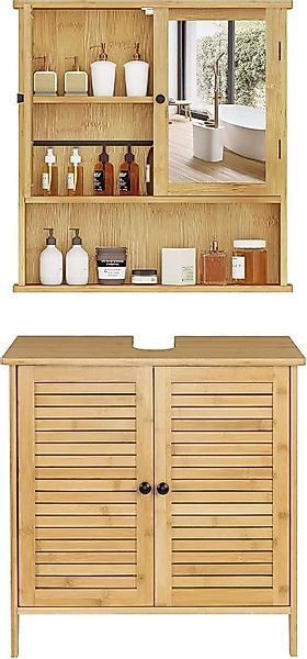 EUGAD Badmöbel-Set, (2-St), Waschbeckenunterschrank mit Spiegelschrank, günstig online kaufen