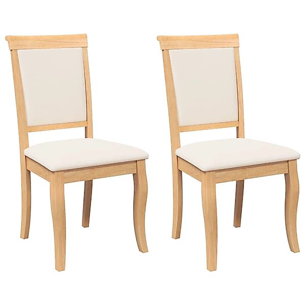 vidaXL Esszimmerstühle mit Kissen 2 Stk Natur Massivholz Gummibaum 4102488 günstig online kaufen