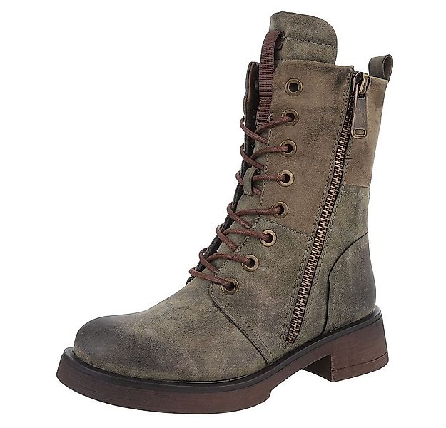 Ital-Design Modischer Damen-Boot mit Reißverschluss und Schnürung Schnürsti günstig online kaufen