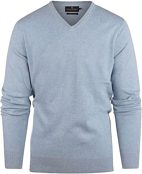 Steppin' Out Pullover Cotton Cashmere V-Ausschnitt Sky Blue - Größe M günstig online kaufen