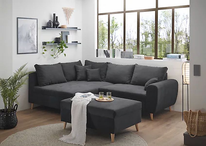 ED EXCITING DESIGN Ecksofa »Calanda L-Form«, mit Hocker & 3 Zierkissen günstig online kaufen