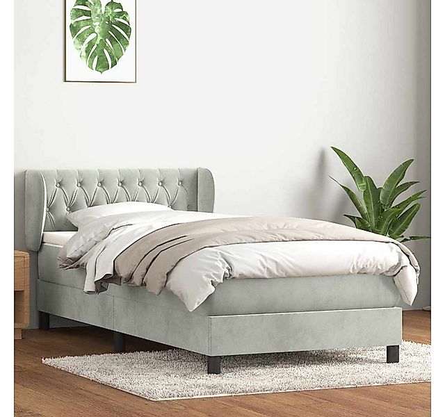 vidaXL Boxspringbett, Boxspringbett mit Matratze Hellgrau 80x210 cm Samt günstig online kaufen