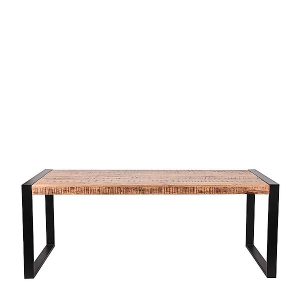 Esszimmertisch aus Mangobaum Massivholz und Metall Industry Look günstig online kaufen