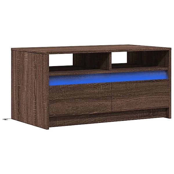 vidaXL LED-Couchtisch Braun Eichen-Optik Holzwerkstoff 851997 günstig online kaufen