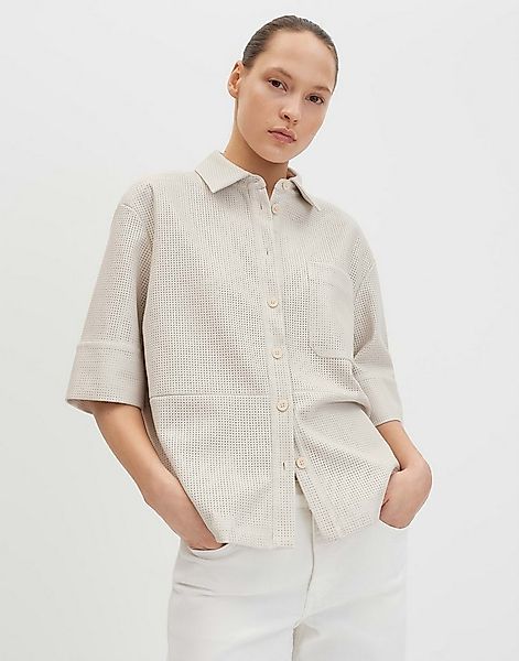 someday Kurzarmbluse Zoliro aus Lasercut-Lederimitat Brusttasche und Knopfl günstig online kaufen