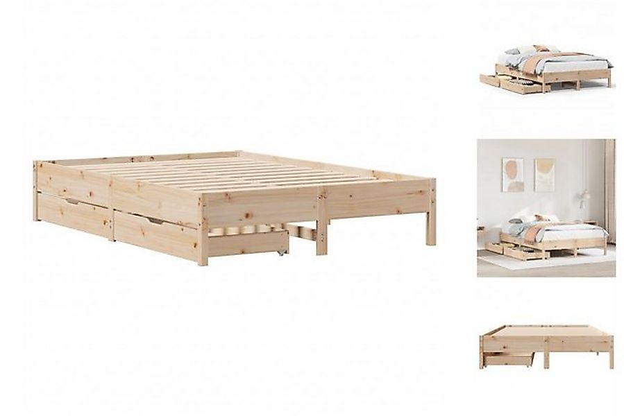 vidaXL Bettgestell Massivholzbett ohne Matratze 140x200 cm Kiefernholz Bett günstig online kaufen