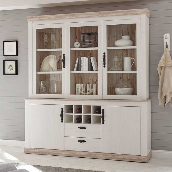 Buffetschrank im skandinavischen Landhausstil Weiß Pinie günstig online kaufen