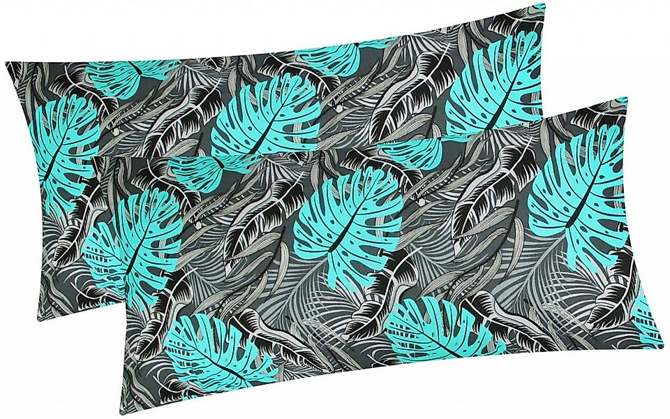 Heubergshop Kissenbezug, (2 Stück), 2er Set 40x80cm - Blätter Grau Schwarz günstig online kaufen