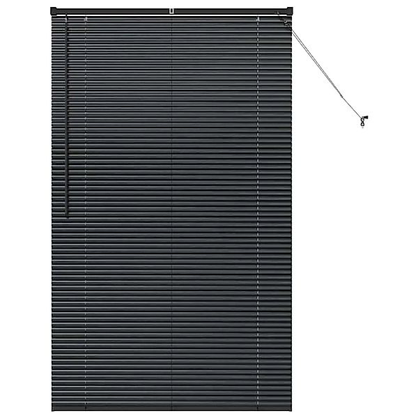 vidaXL Balkenjalousien mit Vorhängen Schwarz 175 x 100 cm Aluminium 4200614 günstig online kaufen
