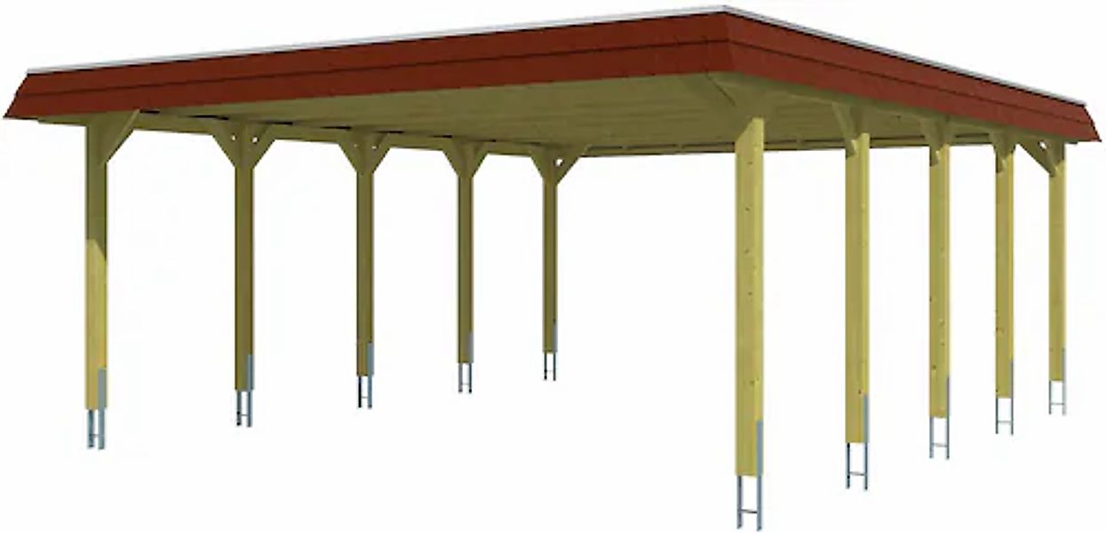 Skanholz Doppelcarport »Spreewald« Massivholz 530 cm Grün mit EPDM-Dach, ro günstig online kaufen