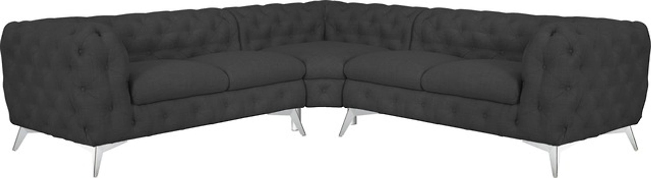 Leonique Chesterfield-Sofa »Ecksofa GLYNIS L-Form mit Wellenunterfederung, günstig online kaufen