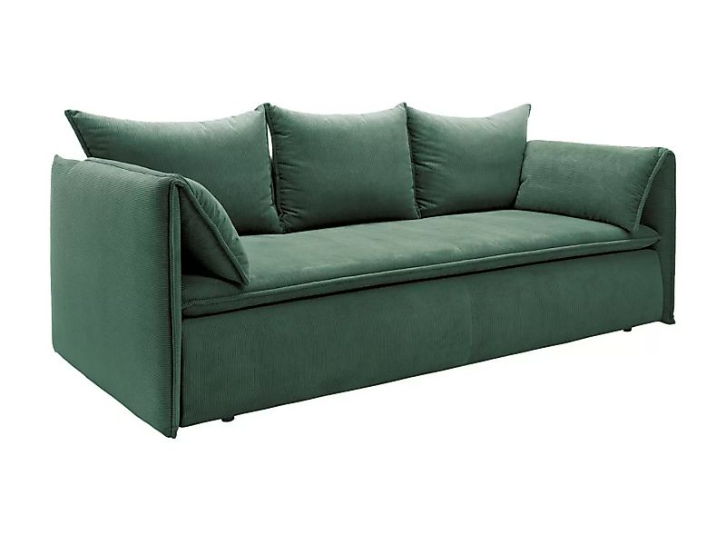 Sofa 3-Sitzer - Mit Schlaffunktion - Cord - Grün - TEODORA günstig online kaufen