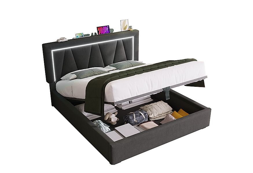 BlingBin Boxspringbett Stauraumbett Polsterbett (1-St., Funktionsbett mit B günstig online kaufen