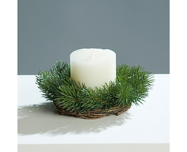 Winterliche Kunstpflanze Tannen-Kerzenring ca. 16cm Tannenkranz, mucPlants günstig online kaufen