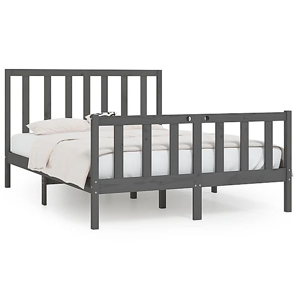 vidaXL Bettgestell, Massivholzbett Grau 150x200 cm günstig online kaufen