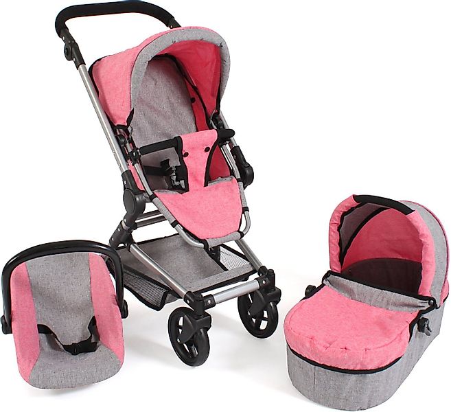 CHIC2000 Kombi-Puppenwagen Fides 3in1, Melange Pink, mit Babywanne, Sportsi günstig online kaufen