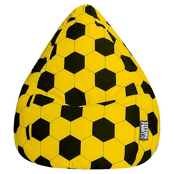 Sitting Point Sitzsack BeanBag Fankurve 220 l Gelb-Schwarz Fußball-Muster günstig online kaufen