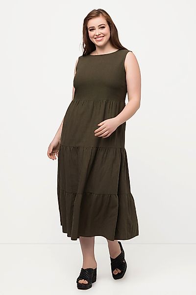 Ulla Popken Maxikleid Midikleid Leinenmix Volants günstig online kaufen