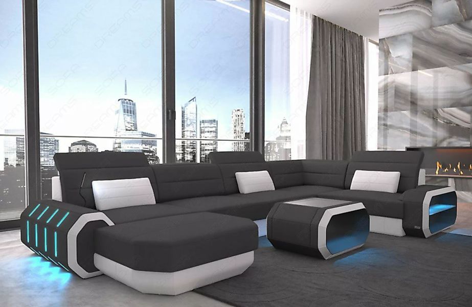Sofa Dreams Wohnlandschaft Design Stoff Polster Sofa Roma U Form M Mikrofas günstig online kaufen