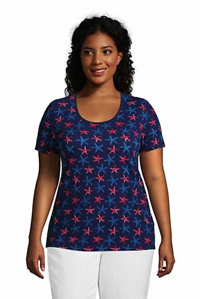 Shirt aus Leinenmix in großen Größen, Damen, Größe: 48-50 Plusgrößen, Blau, günstig online kaufen