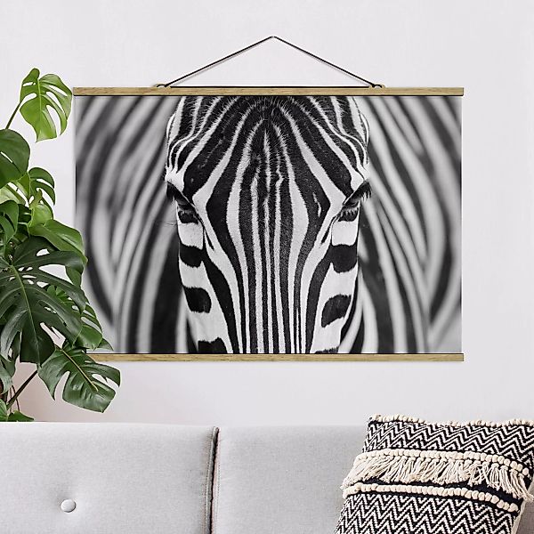 Stoffbild Tiere mit Posterleisten - Querformat Zebra Look günstig online kaufen