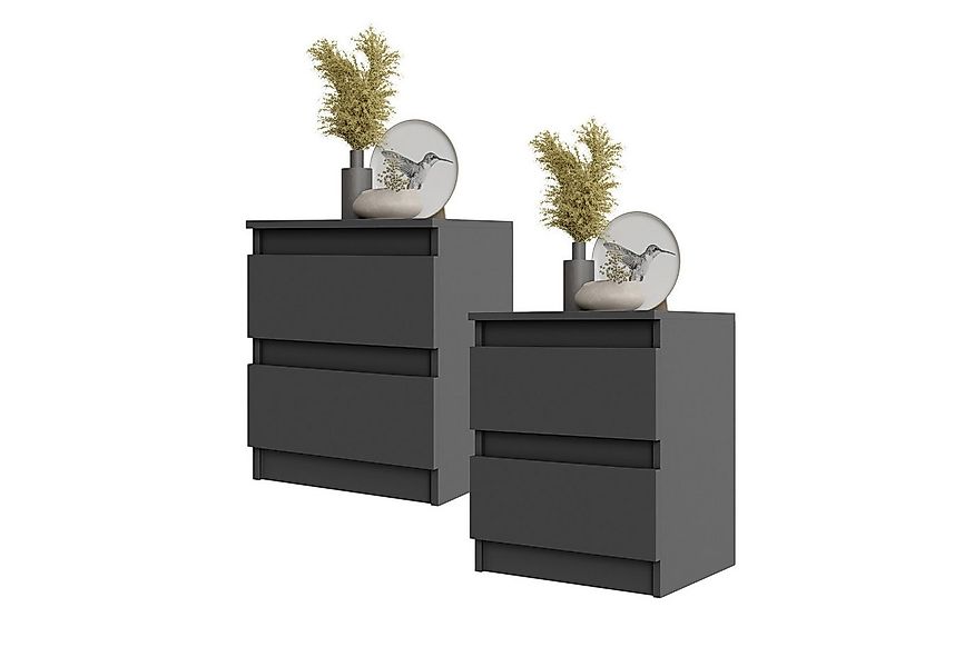 Furnica Nachttisch 2er-Set - BIG G - Nachtschrank mit 2 Schubladen H50cm B4 günstig online kaufen