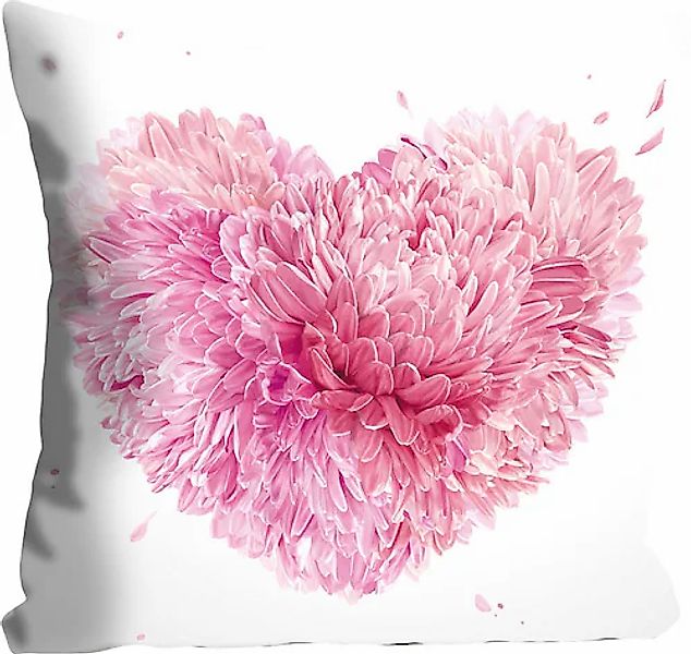queence Dekokissen »Flower Heart«, Kissenhülle,Herz aus Blumen,Pink,Weißer günstig online kaufen