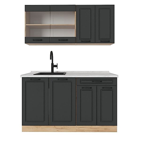 Vicco Küchenzeile R-Line, Anthrazit Landhaus/Goldkraft Eiche, günstig online kaufen