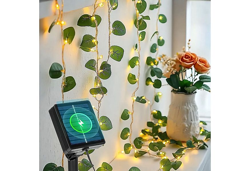 Aigostar LED-Lichterkette Lichterkette Solar Außen 12M 100LED Künstlicher E günstig online kaufen