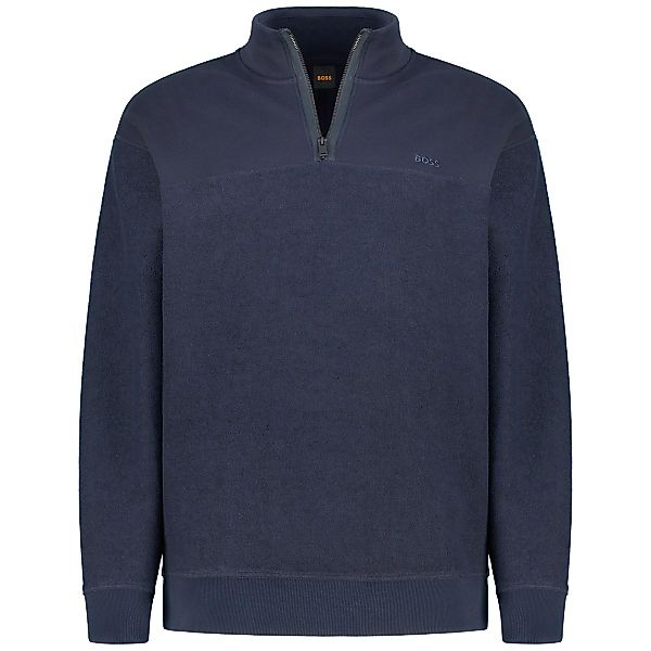 BOSS Sweatshirt im Material-Mix Farbe dunkelblau Größe: 4XL günstig online kaufen