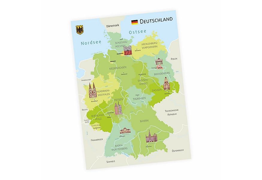 nikima Poster Kinder Lernposter - Deutschland 2 - DIN A4 - 297 x 210 mm, De günstig online kaufen
