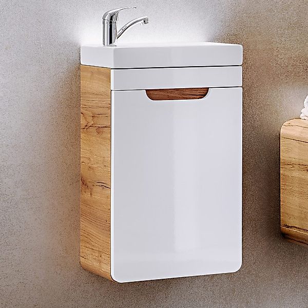 Lomadox Waschtisch LUTON-56, Gästebad Handwaschplatz Eiche günstig online kaufen