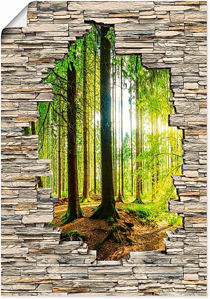 Artland Wandbild "Wald mit Bach Blick Stein Mauer", Waldbilder, (1 St.), al günstig online kaufen