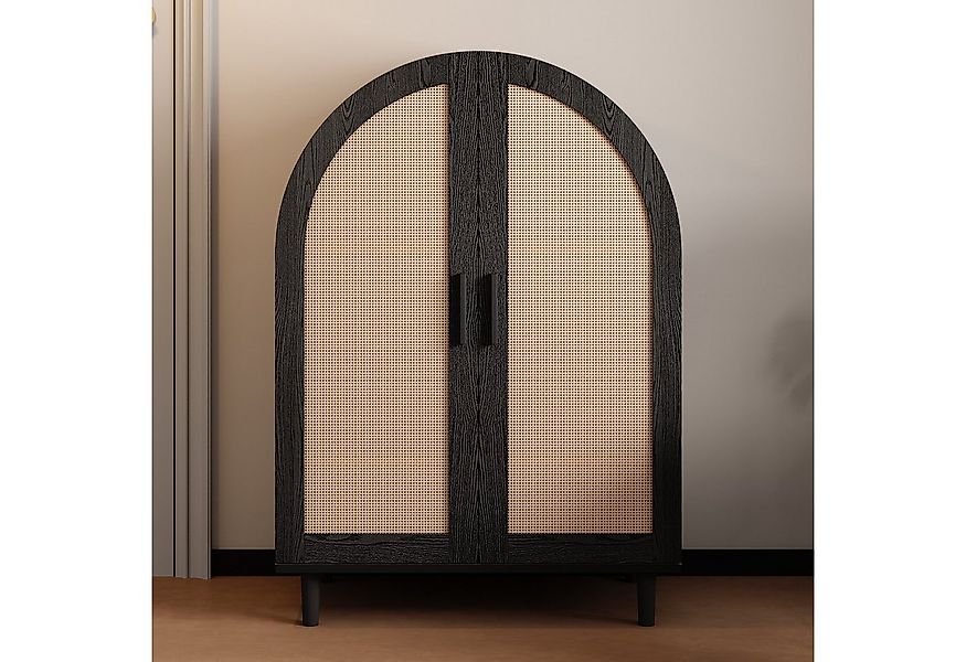 Ulife Schuhschrank mit abgerundeter Außenseite, durchbrochenen Rattantüren günstig online kaufen