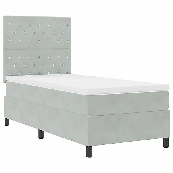 vidaXL LED Boxspringbett mit Matratze Hellgrau 100 x 200 cm Stoff 3343226 günstig online kaufen