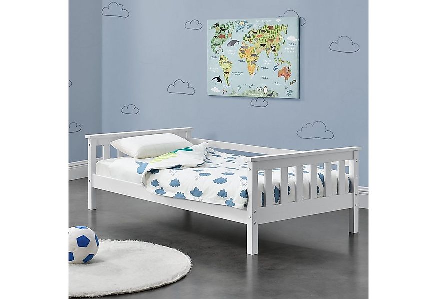 en.casa Kinderbett, »Nuuk« mit Stauraum 80x160 cm Kiefernholz Weiß günstig online kaufen