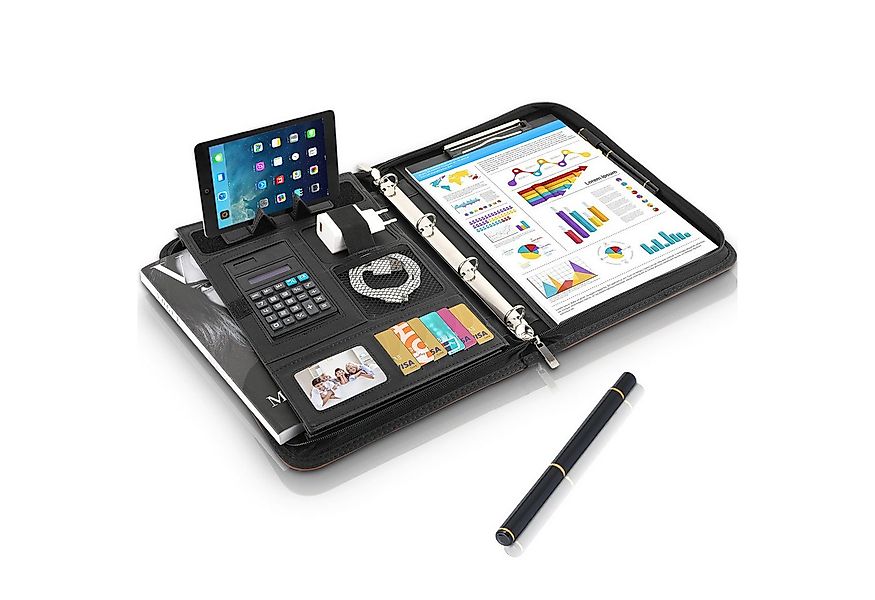 TLGREEN Konferenzmappe A4,Konferenzmappe mit Handyhalter, Leder Dokumentenm günstig online kaufen