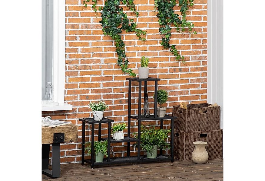 Outsunny Pflanzentreppe mit 4 Regalen, Wetterbeständig, Blumentreppe (Pflan günstig online kaufen