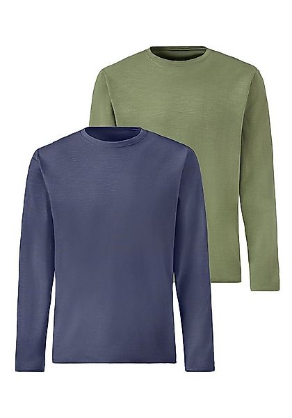 John Devin Langarmshirt mit Slub-Garn Struktur (2er-Pack) Longsleeve aus le günstig online kaufen